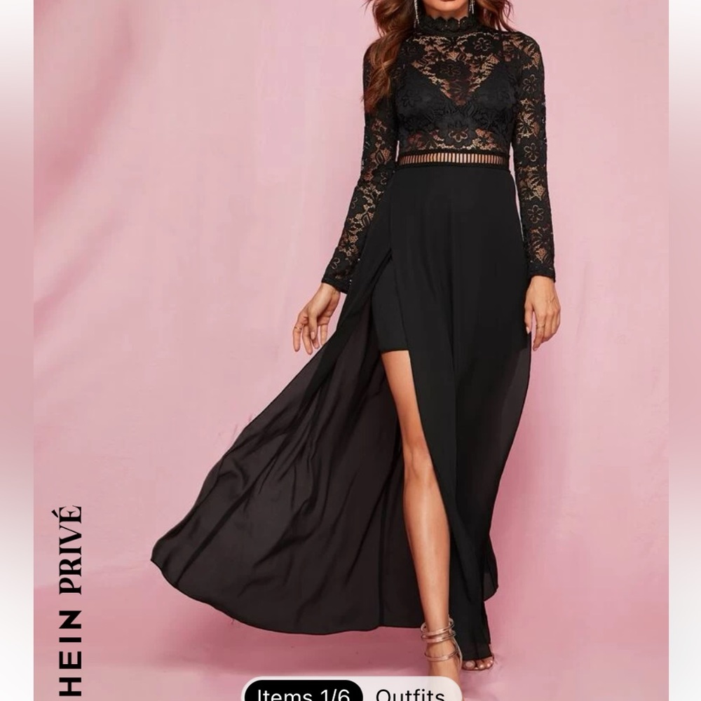 Lace black maxi dress